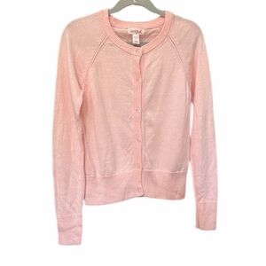 Cat & Jack Light Pink Crewneck Button Cardigan Sweater 7/8
